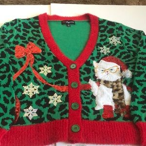 33 Degress Animal Print Cat Design Cardigan